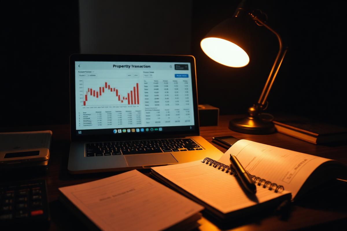 Transaction data and price analysis being reviewed at a desk